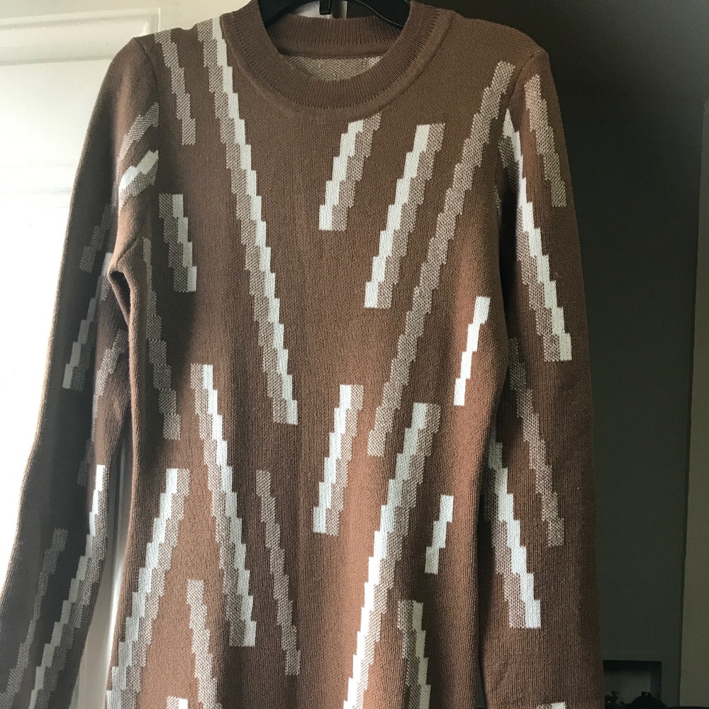 Tan and white fitting dress